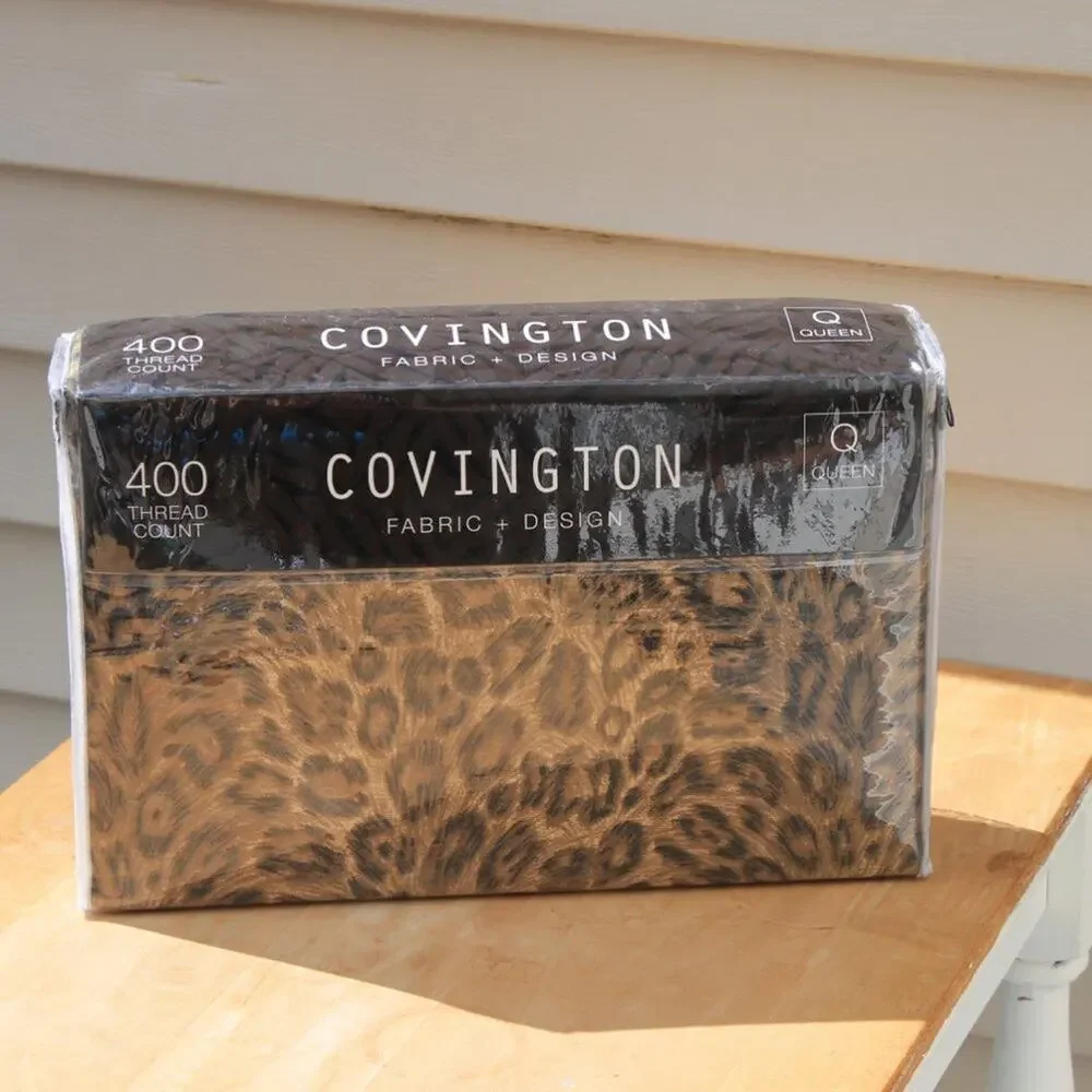 Covington Animal Leopard Print 4 Pc Queen Sheet Set Cotton Blend 400 Thread Ct